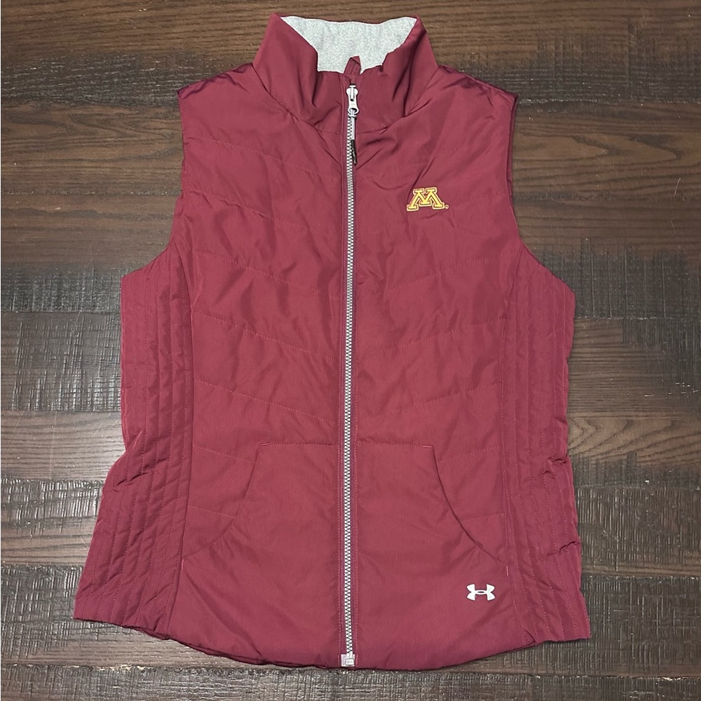 Under Armour University Of Minnesota Down Puffer Full Zip Up Vest Size Medium